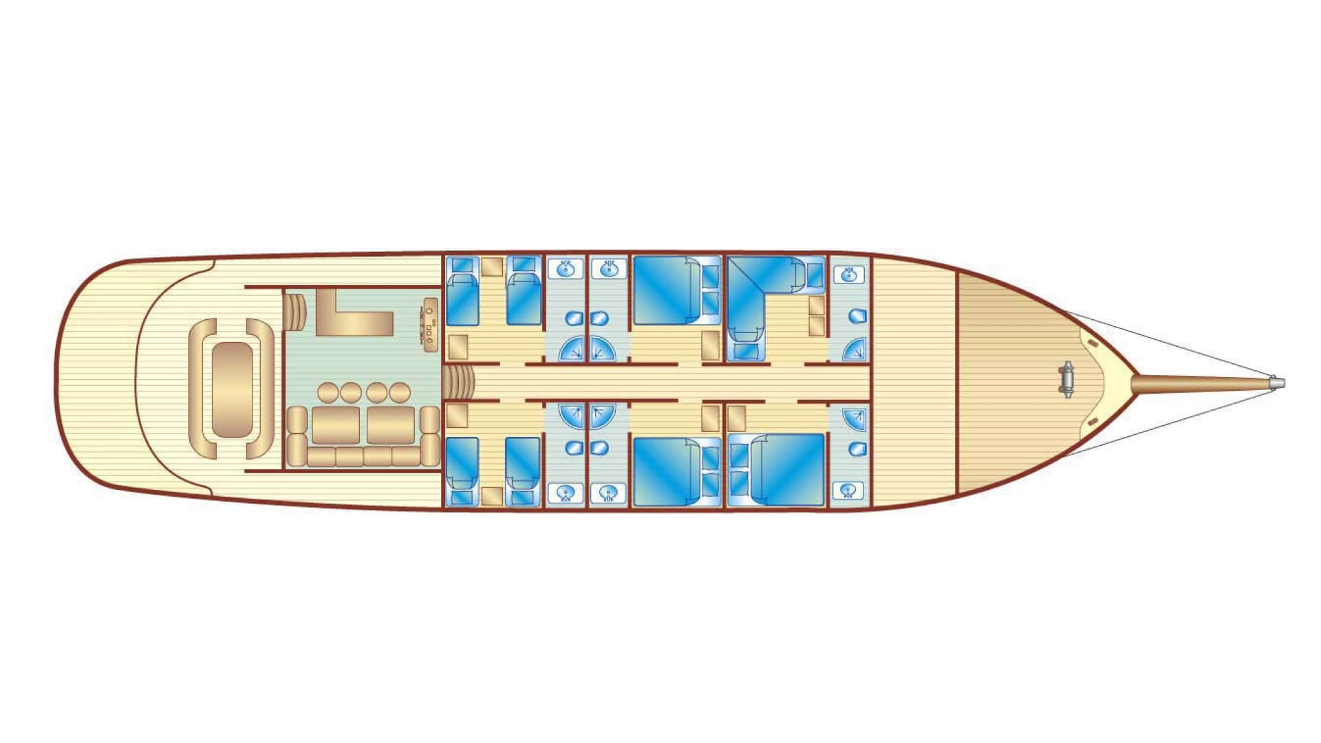 Bodrum Konaklamalı Tekne Tatili Delux Gulet  6 Kabin 28 Metre
